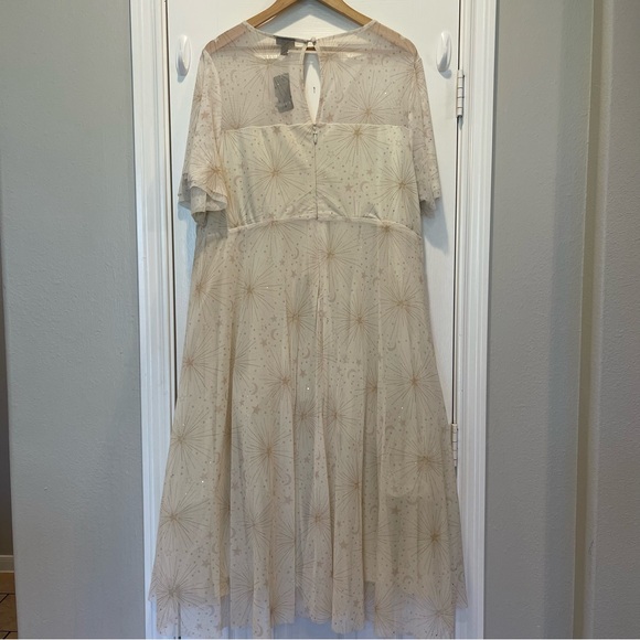 Torrid Midi Dress Plus Sz 20 Cosmic Stars Moon Flutter Sleeve Mesh Fairy Whimsy - Picture 3 of 11